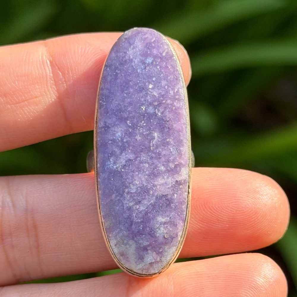SIZE 7‎ 925 silver plated lepidolite ring 0372